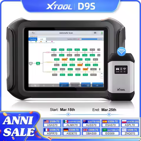 XTOOL D9S Automotive Diagnostic Tools OBD2 Scanner ECU Coding Topology Bi-Directional Key Programmer