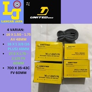 UNITED Bicycle Inner Tube 16" 16 PLUS 27.5 700C 16 X 1.60 16 X 1 3/8 27.5 X 1.75 2.10 700 X 35 Small