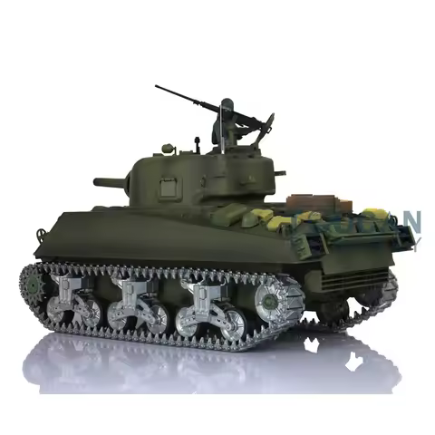 US Stock 1/16 HENG LONG 7.0 Customized M4A3 Sherman RC Tank 3898 Barrel Recoil 360° Metal Airsoft To