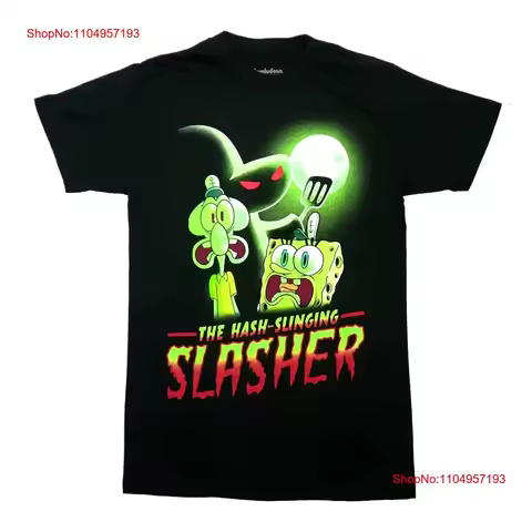Spongbob Squarepants New Adult T Shirt The Hash Slinging Slasher Neon Green vintage Washed Top For E