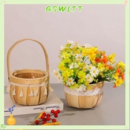 GSWLTT Braid Flower Baskets, Wood Hand-Woven Flower Arrangement Basket, Creative Lace Tassel Sturdy Picnic Storage Baskets Flower Shop