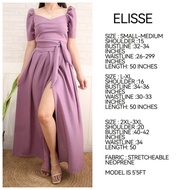 ELISSE DESIGN PUFFED SLEEVES DRESS NEOPRENE STRETCHEABLE FILIPINIANA
