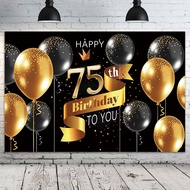 7x5ft Happy 75th Birthday Photography Backdrop for 75 Birthday Party Banner Decorations Supplies