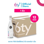 [ส่งฟรี] 750ml 1ลัง 12ขวด 6ty Degrees Glass Mineral Water ซิกตี้ ดีกรี น้ำแร่ธรรมชาติ 100% (น้ำแร่ขจ