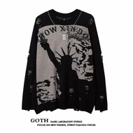 [Sweater] Sweater Sweater Ripped Sweater Men's Sweater Couple Sweater Loose Sweater Lazy Style Sweat