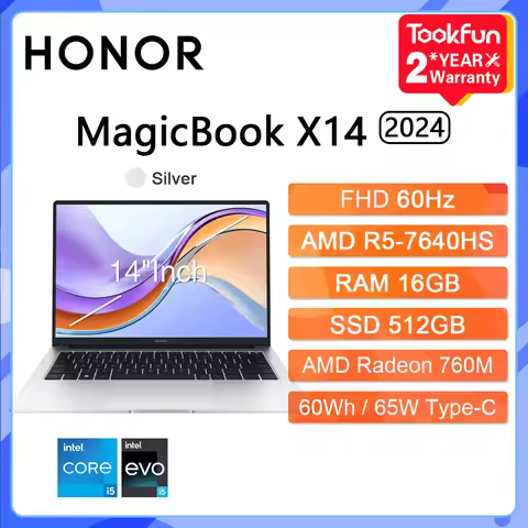 HONOR Laptop MagicBook X14 Pro 2024 FRI-H56 14"Inch FHD Intel Core i5-13500H AMD Ryzen R5 7640HS Com