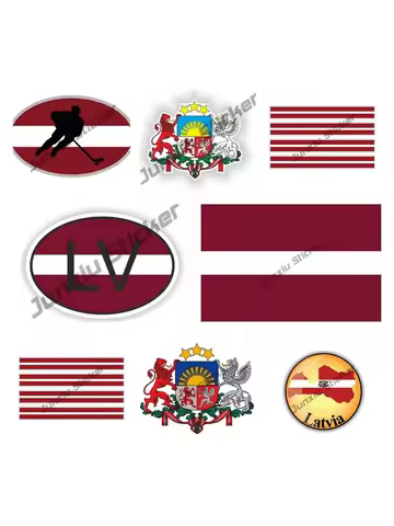 Fashion Latvia Sticker Latvia Map Flag Decal Coat of Arms of Latvia for Helmet Auto Motorcycle Water