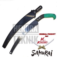 ORIGINAL GERGAJI DAHAN KOPI 15" BAJA + SARUNG SAMURAI KANZAWA GERGAJI TANGKAI LENGKUNG HEAVY DUTY PR