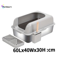 （Shipping from Manila）Pet Litter Box with Scoop - Stainless Steel Enclosed Cat Litter Box for Old an