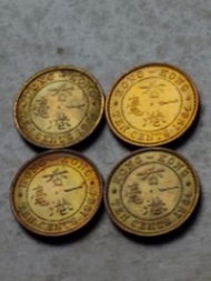 香港1964年1毫硬幣共4枚（品相實物如圖，有大面積原光）