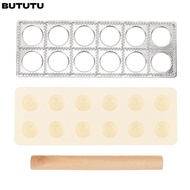 BUTUTU Ravioli Cutter, Solid Wood Rolling Pin 12 Cavity Ravioli Press Maker, Professional Multi-func
