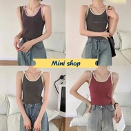 Mini shop (7673) Knitted Tank Top Striped Detail -C