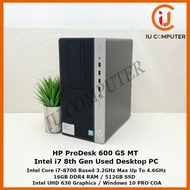 HP PRODESK 600 G5 MT INTEL CORE I7-8700 16GB RAM 512GB SSD USED DESKTOP REFURBISHED PC