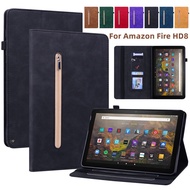 For Amazon Fire HD 8 2020 HD8 Plus 10/12th Generation Case 8inch Fire HD 8 2017 2016 2015 Tablet Casing Zipper Wallet Card storage High Quality Leather Shockproof TPU Soft Silicone Shell Protective Cover