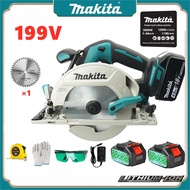 Makita เลื่อยวงเดือน 7 นิ้ว 199V ไร้สายเลื่อยวงเดือนพาวเวอร์ซัพพลาย 2 แบตเตอรี่เลื่อยวงเดือนสีน้ำเงิ