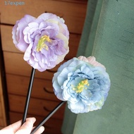 EXPEN Hanfu Hairpin, Peonies Rose Wooden Hair Stick, Retro Hair Sticks for Buns Hair Chopstick Simulated Flowers Flower Hair Clip Hanfu Accessories