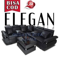 Sofa L Sudut Glamour + Meja Idaman | Minimalis - Elegan - Premium | Oscar {kulit Sintetis}}. Sofa ru