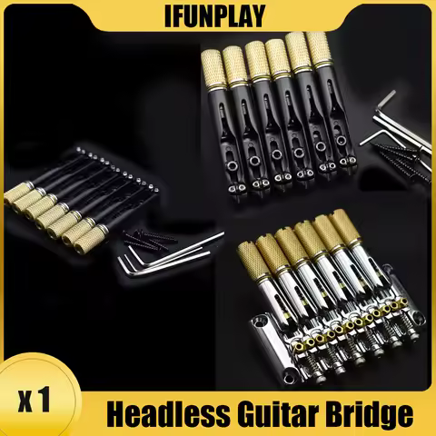 1x 6/7String Headless Electric Guitar Bridge Headless Electric Guitar Metal Saddle Bridge Chrome Bla