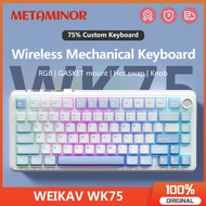 WEIKAV WK75 Wireless Mechanical Keyboard with Knob 75% RGB Hot Swappable Bluetooth Wired 2.4g