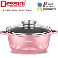 DESSINI ITALY 20CM Casserole Die Cast Aluminium Induction Non Stick Pot Bowl Pan Cookware Tool with 