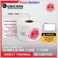 1 Line Thermal Barcode Label Sticker - Unicorn 50x30 mm 50x30mm 50 x 30 mm 5x3 cm 5x3cm 5 x 3 cm