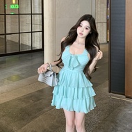 Le Fran Dress Mint kiss So Fresh Green Small Design Sling Skirt Bowknot Cake Sexy Hot Girl Hip