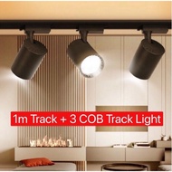LED Track Light Set [Set of 4] 3pcs Gu10 Cob Bulb Led Track Light + 1pc 1Meter Track Rail Black Whit