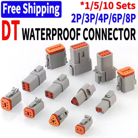 1/5/10 Sets DT 2P/3P/4P/6P/8P 22-16AWG Waterproof Deutsch Connector Deutch Connectors Plug Kit DT06-