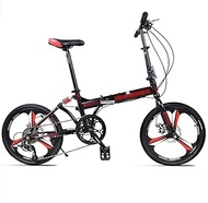 Fashionable Simplicity 20 Inch Folding Bike 8 Speed Low Step-Through Steel Frame Foldable Compact Bicycle with Comfort Saddle and Rack for Adults Black-B