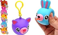 JA-RU Animal Squeeze Ball w/ Keychain 2.5" (1 Squishy Ball) Squeaky Ball with Squeaky Sound &amp; Tongue Out Small Animal Toys for Kids. Anxiety Relief Stress Ball Autism Toys. Party Favors. 4344-1