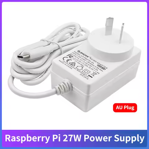 Raspberry Pi 5 27W USB-C Power Supply 5.1V 5A PD Charging AU Plug Power Adapter 1.2M Cable for Raspb