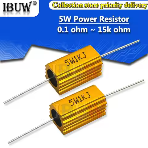 5PCS RX24 5W Aluminum Power Metal Shell Case Wirewound Resistor 0.01 ~ 15K 1 2 3 5 6 8 10 20 100 150