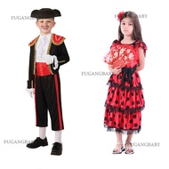 Spain Nation Costume Traditional Un Costume for Kids Boy Girl Brother Sister Outfit Halloween Party 