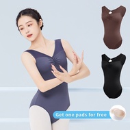 Ballet Leotards Woman Dance Leotard V Collar Splice Sleeveless Gymnastics Vest Leotard