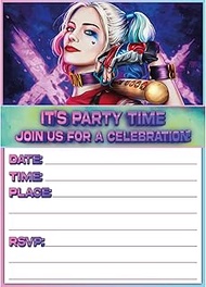 20x Harle Quin Birthday Invitations and Envelopes – Fill-in Happy Birthday Party Invitations for Kid