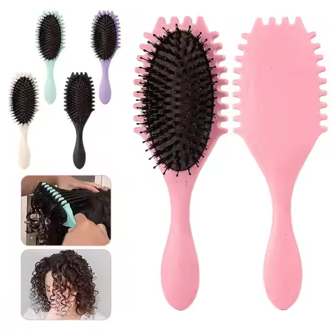 1Pc Boar Bristle Hair Brush Large Hair Brush for Travel Mirror Comb Paddle Brush Head Massager Detan