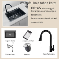 Royalstar Kitchen Sink Bar Set Lengkap Black/Wastafel Stainless  Steel Hitam 304 Dengan Kran Angsa F