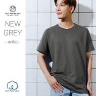 New Color Round Neck T-Shirt Gray NO problem-Basic Tee NO.0020 Cotton1