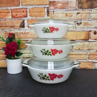 JAJ Pyrex June Rose Set of 3 Graduated Round Casseroles