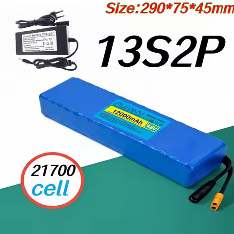 13S2P 48V 12Ah 21700 Rechargeable Battery Pack built-in BMS with 54.6V 2A Charger for Electric Motor