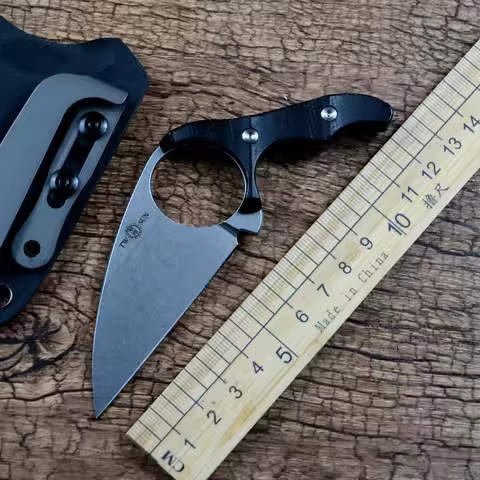 TWOSUN Fixed Knife 14C28N Blade with Kydex Case Black Micarta Handle for Outdoor Hunting Survival ED