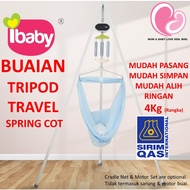 IBaby Portable Spring Cot Stand Rangka Buaian Bayi Tripod Type Cradle Stand for Travel Kerangka Tiang Ayunan Bayi