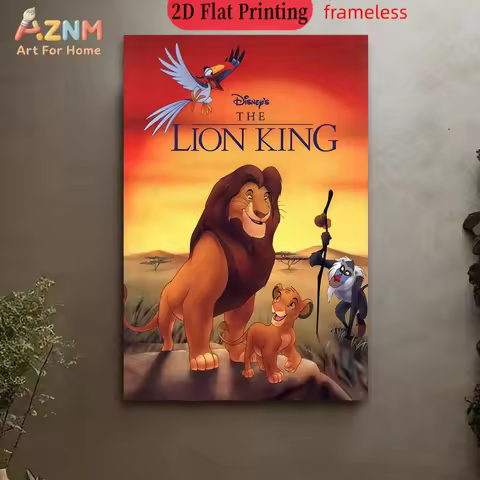 AZNM Disney The Lion King Mufasa Simba Rafiki Zazu Classic Animated Movie Poster Frameless Canvas Wa