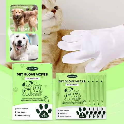 Pet Glove Wipes Disposable No-Rinse Grooming Quick Clean Pet Hair Deodorizing Soothing Skin Fresh Sc