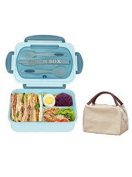 1 hộp cơm Bento cho người lớn, màu hồng/xanh dương/be/xanh lá, hộp cơm chống rò rỉ kèm đồ dùng, hộp 