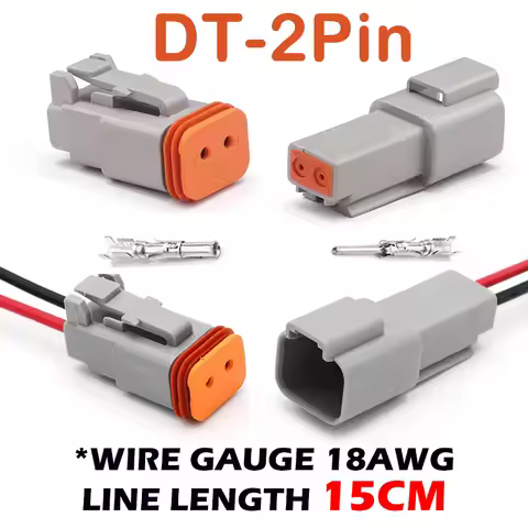 5Sets DT 2Pin 2Way Deutsch DT04-2P DT06-2S Waterproof Electrical Wire Connector 16-22 AWG DT Series 