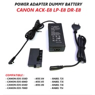 ACK-E8 Adapter Power Supply AC Battery LP E8 Dummy Battery LP-E8 Charger Canon 550D 600D 650D 700D K