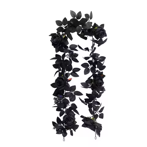 Black Halloween Rose Leaf Vines 175cm Realistic Artificial Rose Vines Simulated Flowers Handmade Hal