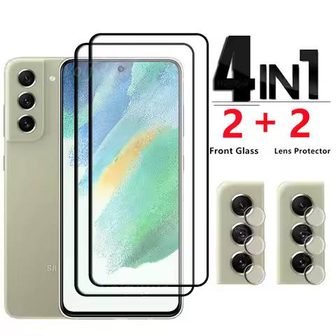 4-in-1 For Samsung Galaxy S21 FE Glass For Samsung S21 S20 FE Phone Film Full Glue Tempered Glass Fo
