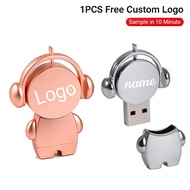 Cute Metal Music Man 128GB USB 2.0 Flash Drive 4GB 64GB Free Custom Logo Pen Drive Flash Memory Stic